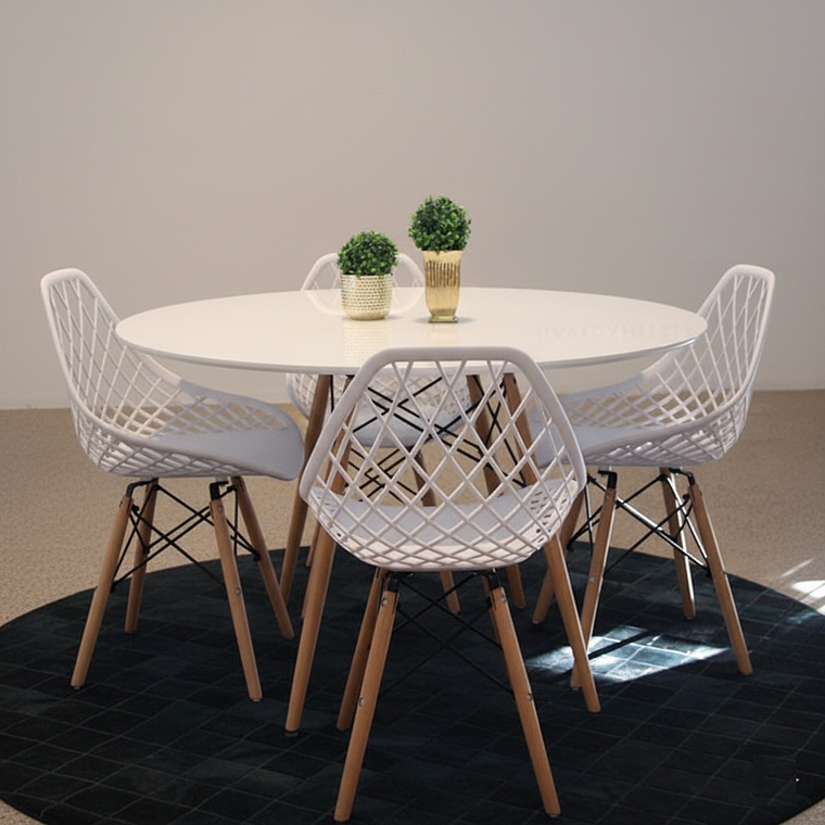 Comedor Eames 100cms + 4 Sillas Eames Mesh 1