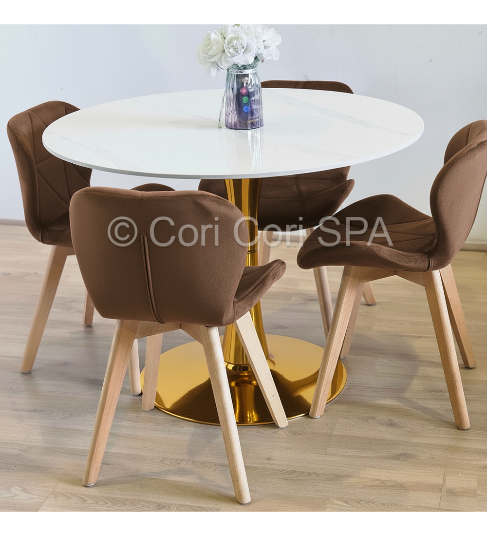 Mesa Tulip Gold Mármol 100cm