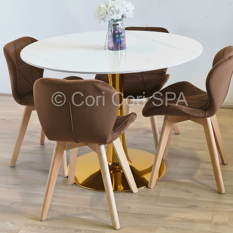 Mesa Tulip Gold Mármol 80cm 7