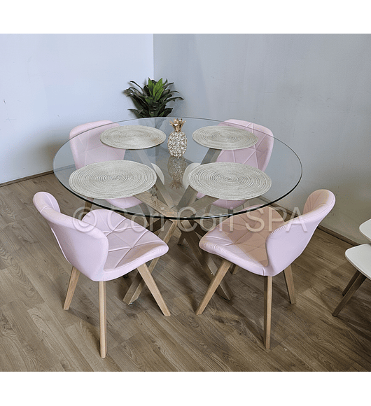 Comedor Mesa Warwick 120 + 4 Sillas Mariposa Wood 