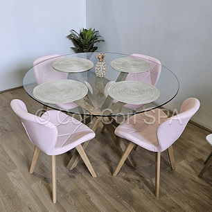 Comedor Mesa Warwick 120 + 4 Sillas Mariposa Wood 