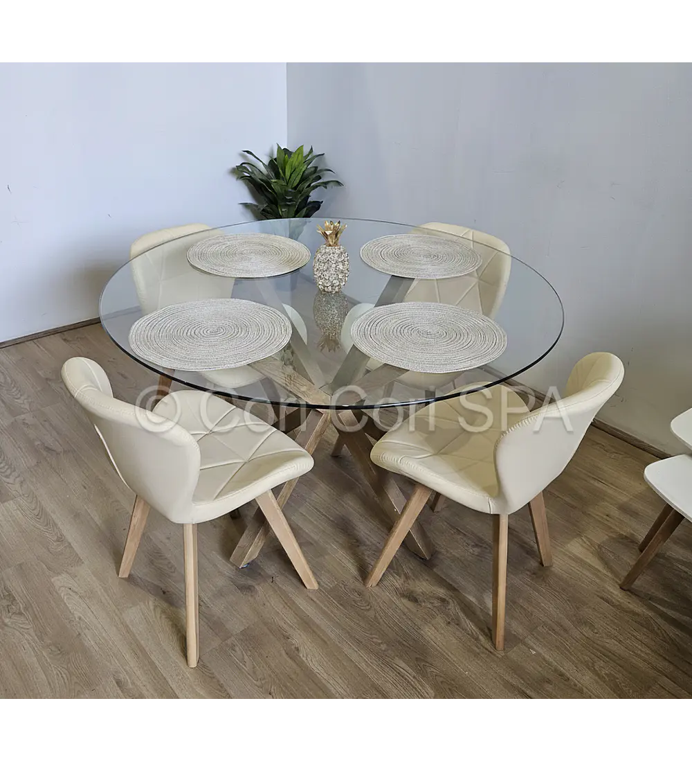 Comedor Mesa Warwick 120 + 4 Sillas Mariposa Wood 