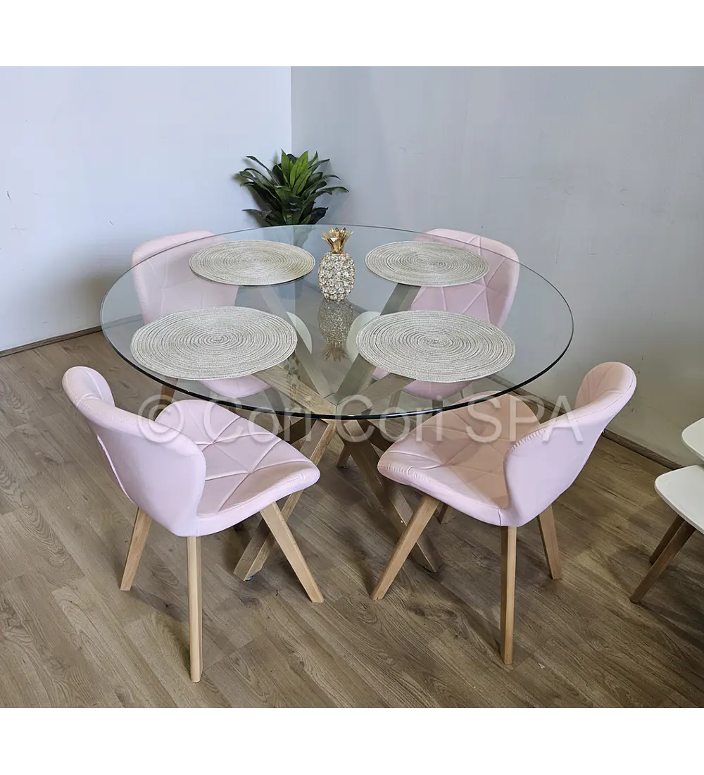 Comedor Mesa Warwick 100cms + 4 Sillas Mariposa Wood 
