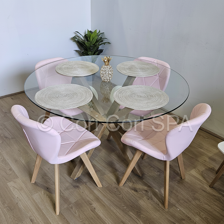 Comedor Mesa Warwick 100cms + 4 Sillas Mariposa Wood  2