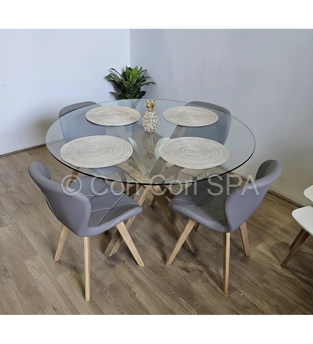 Comedor Mesa Warwick 100cms + 4 Sillas Mariposa Wood 