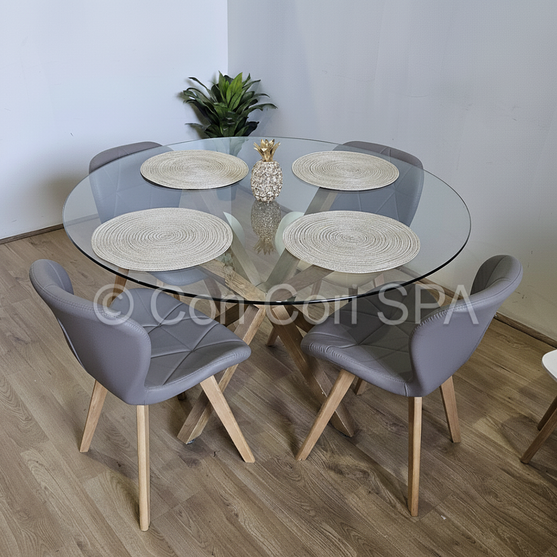Comedor Mesa Warwick 100cms + 4 Sillas Mariposa Wood  14