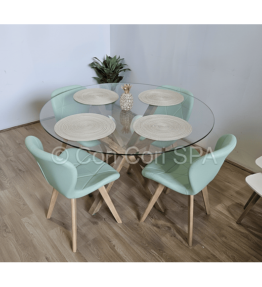 Comedor Mesa Warwick 100cms + 4 Sillas Mariposa Wood 