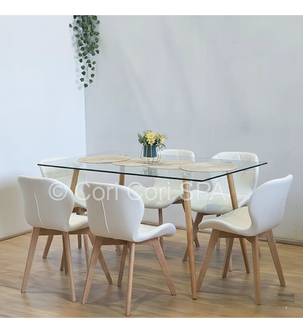 Comedor Rubi 120x80cms + 6 Sillas Mariposa Wood