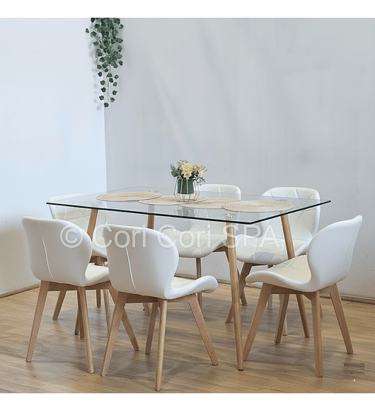 Comedor Rubi 120x80cms + 6 Sillas Mariposa Wood