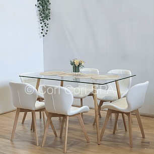 Comedor Rubi 120x80cms + 6 Sillas Mariposa Wood