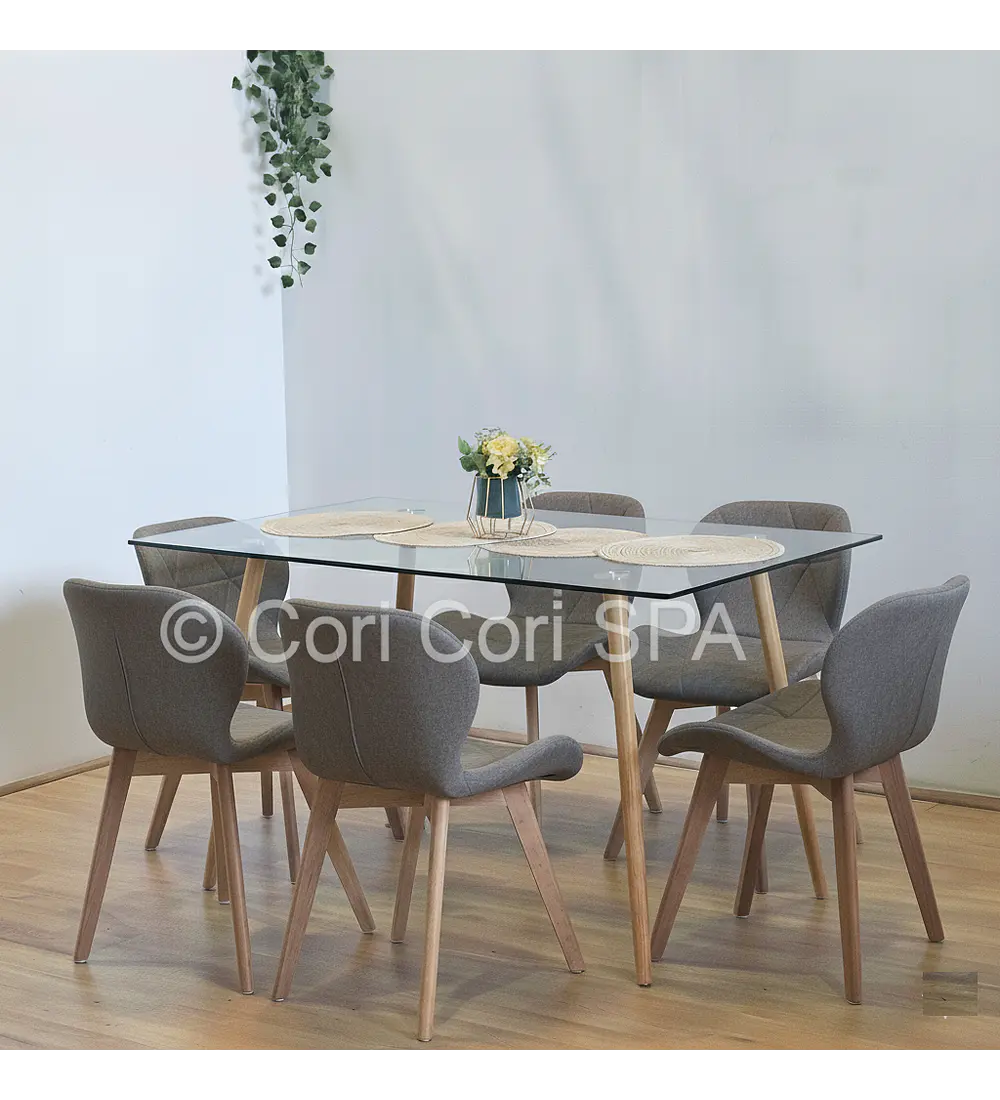 Comedor Rubi 120x80cms + 6 Sillas Mariposa Wood