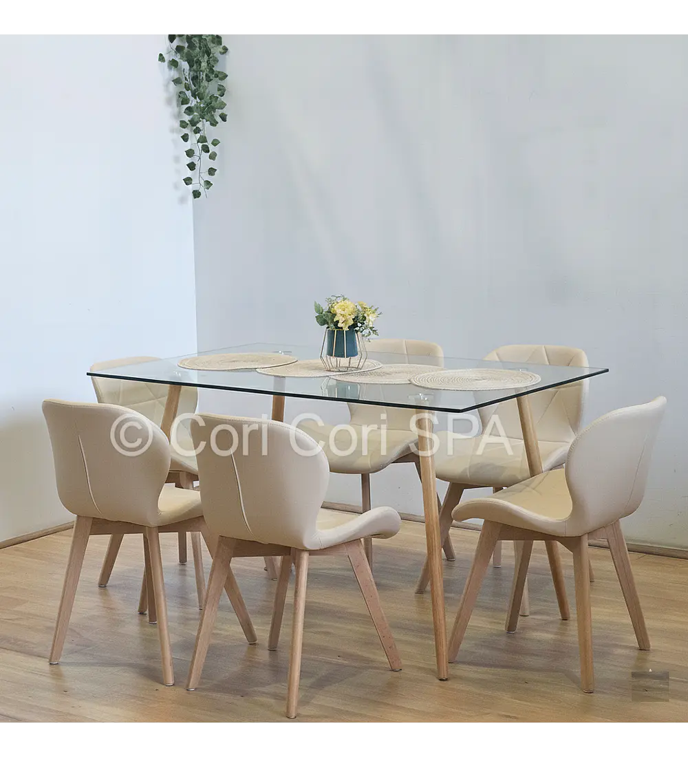 Comedor Rubi 120x80cms + 6 Sillas Mariposa Wood