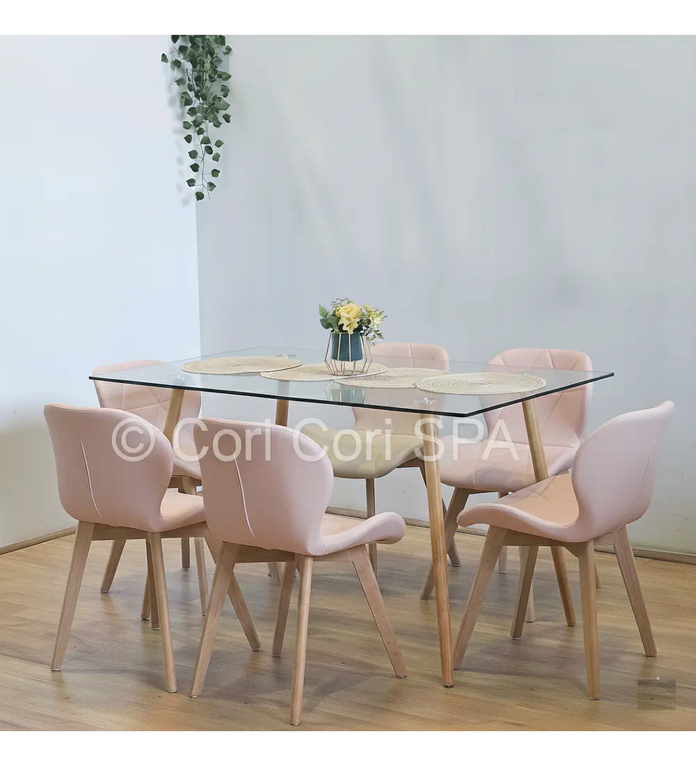 Comedor Rubi 120x80cms + 6 Sillas Mariposa Wood