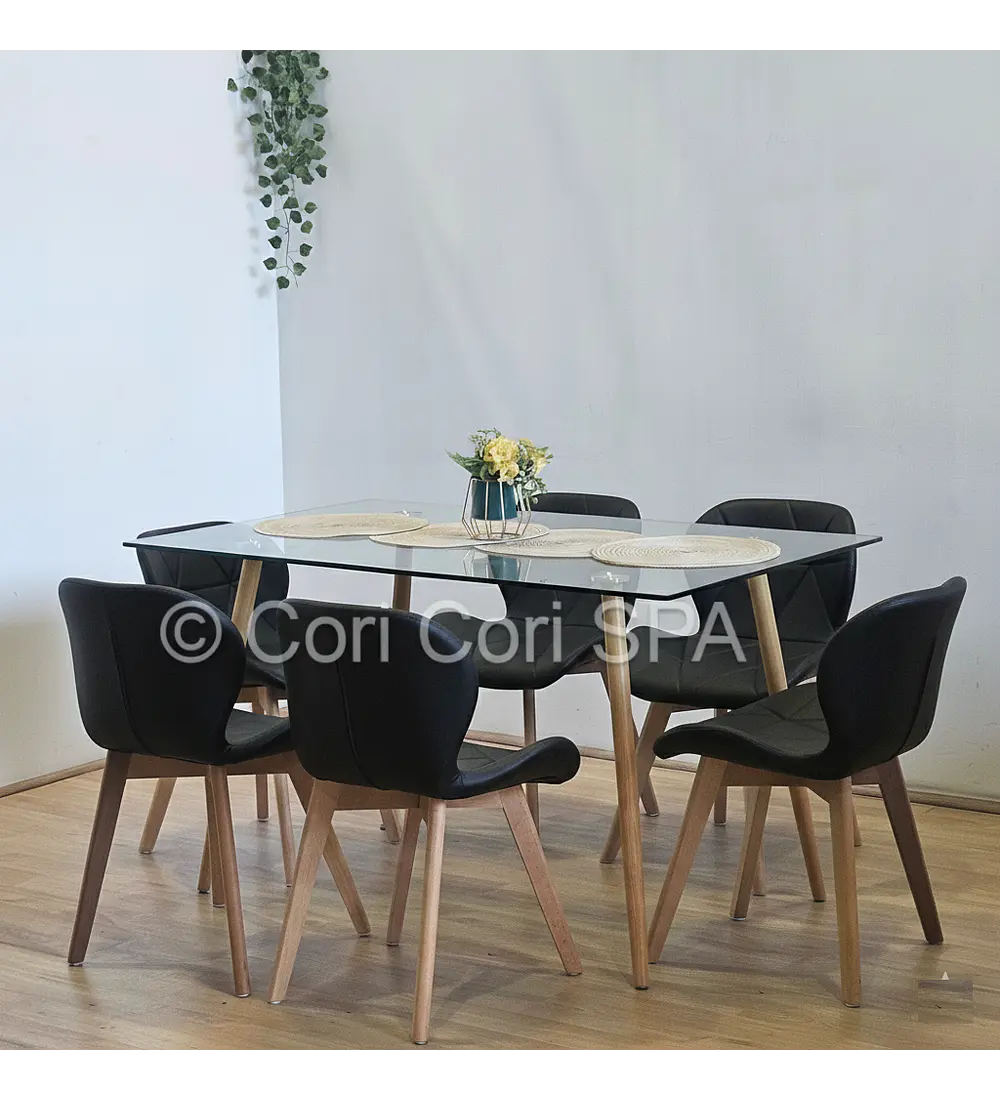 Comedor Rubi 120x80cms + 6 Sillas Mariposa Wood