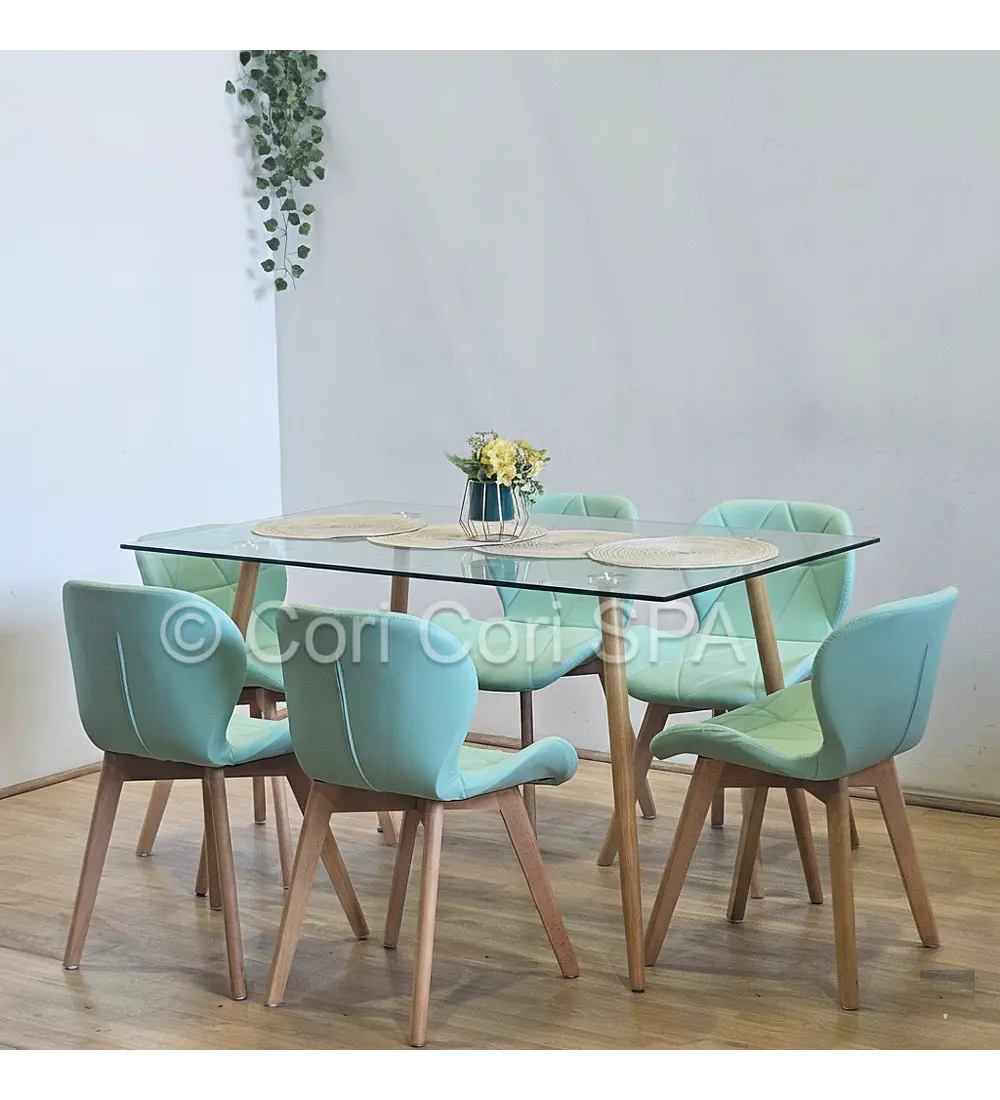 Comedor Rubi 120x80cms + 6 Sillas Mariposa Wood