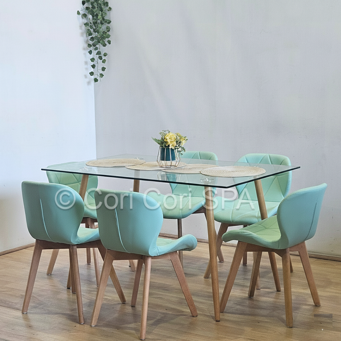 Comedor Rubi 120x80cms + 6 Sillas Mariposa Wood 6