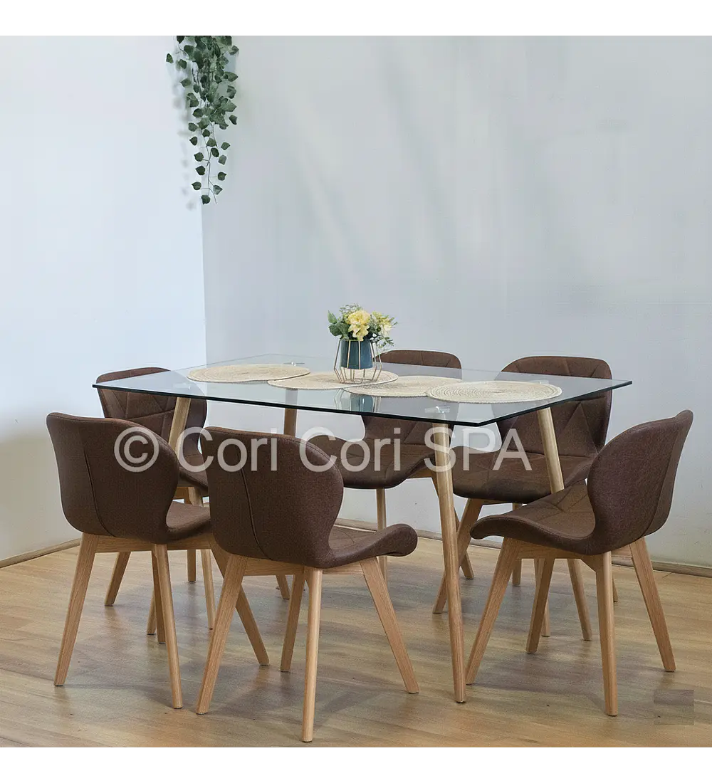Comedor Rubi 120x80cms + 6 Sillas Mariposa Wood