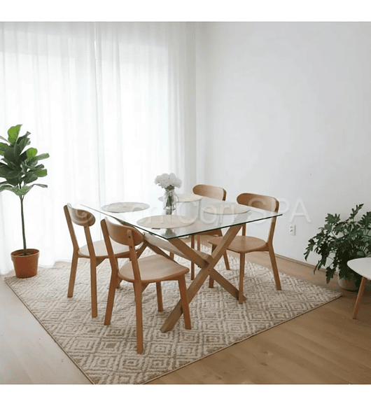 Comedor Medlock 120x80cm + 4 Sillas Fresno de Madera 