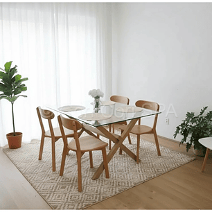 Comedor Medlock 120x80cm + 4 Sillas Fresno de Madera 