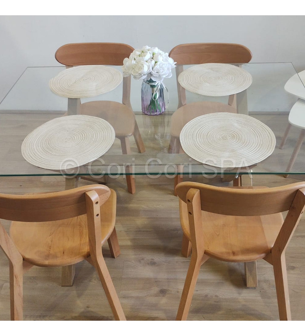 Comedor Medlock 140x90cm + 4 Sillas Fresno de Madera