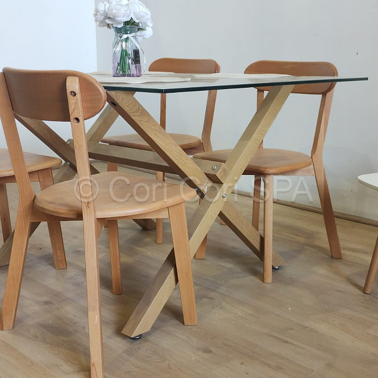 Comedor Medlock 140x90cm + 4 Sillas Fresno de Madera 6