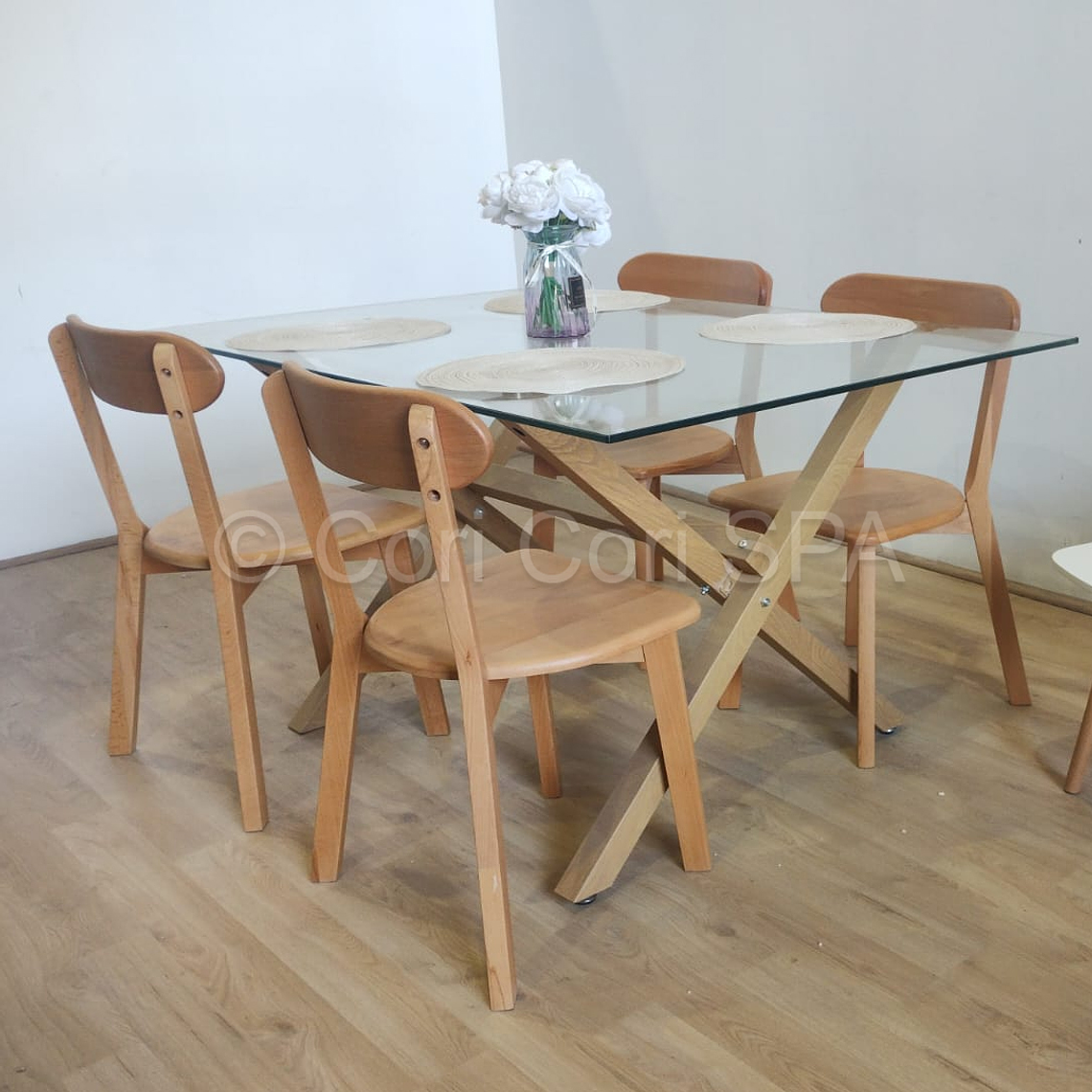 Comedor Medlock 140x90cm + 4 Sillas Fresno de Madera 7