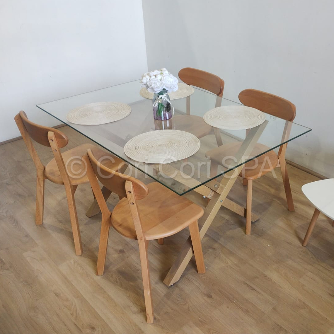 Comedor Medlock 140x90cm + 4 Sillas Fresno de Madera 3