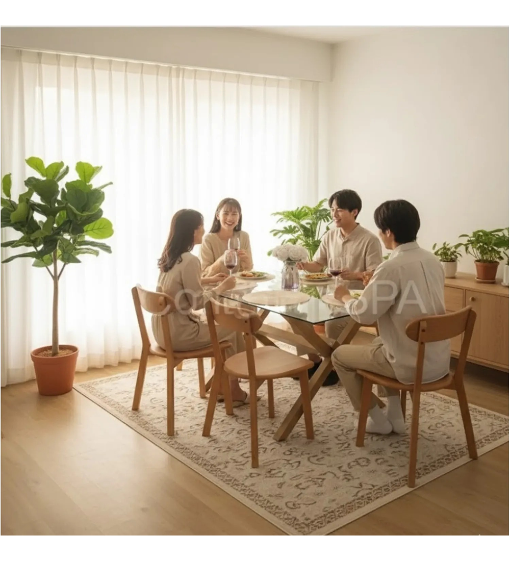 Comedor Medlock 140x90cm + 4 Sillas Fresno de Madera