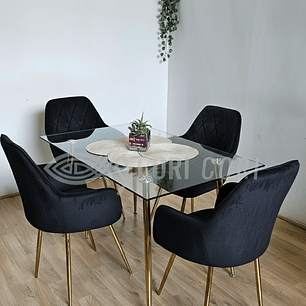 Comedor Rubi Gold 130x80cms  + 4 Sitiales Diamante