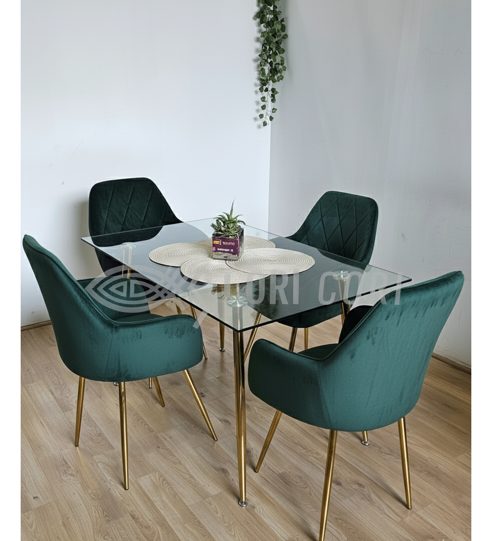 Comedor Rubi Gold 130x80cms  + 4 Sitiales Diamante