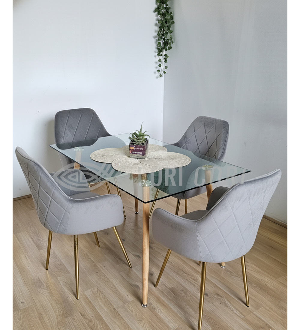 Comedor Rubi 120x80cms  + 4 Sitiales Diamante