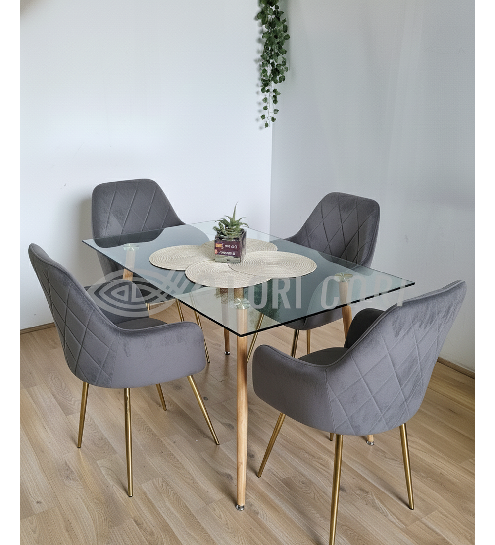 Comedor Rubi 120x80cms  + 4 Sitiales Diamante