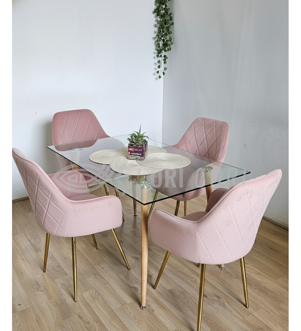 Comedor Rubi 120x80cms  + 4 Sitiales Diamante