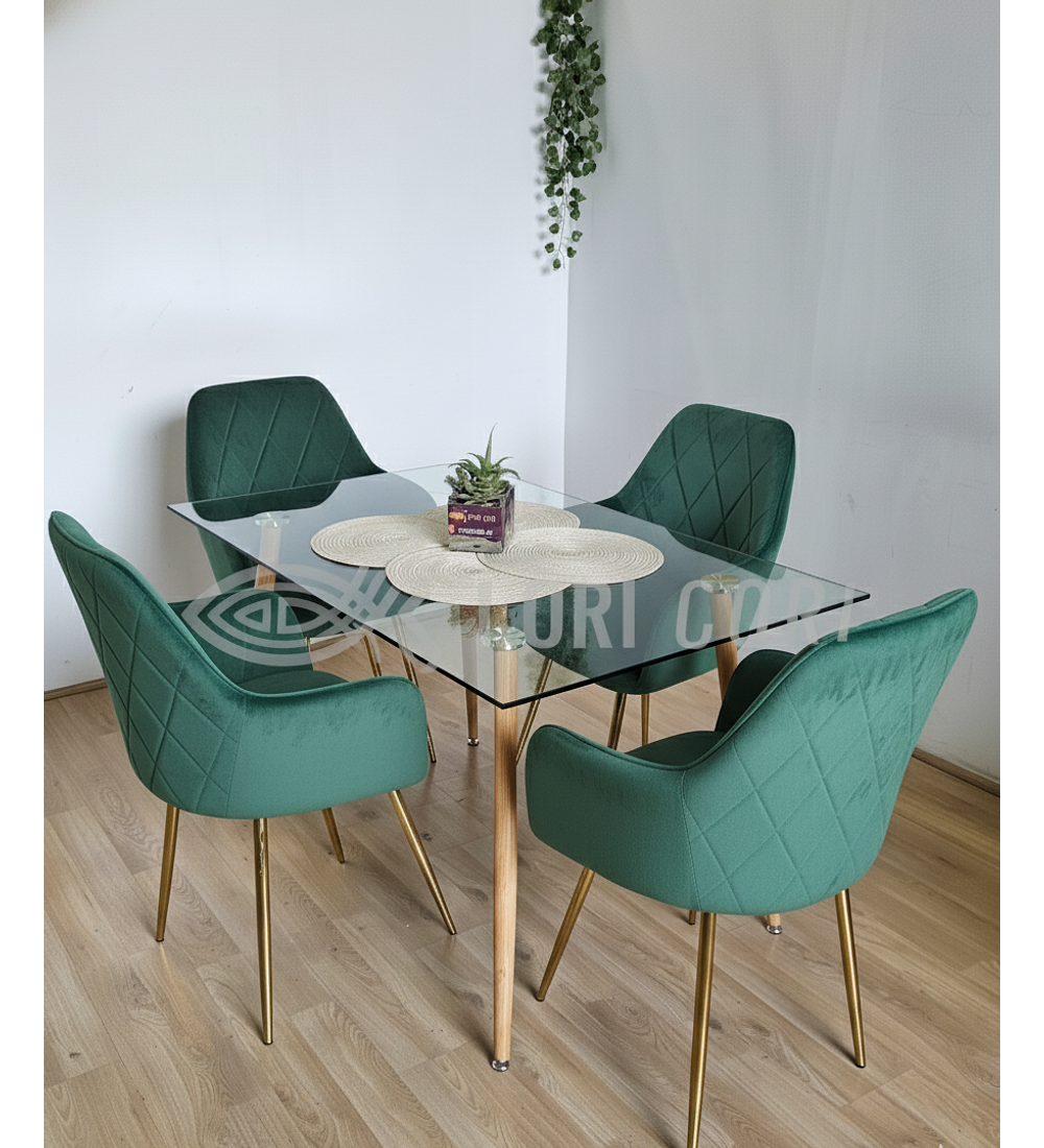 Comedor Rubi 120x80cms  + 4 Sitiales Diamante