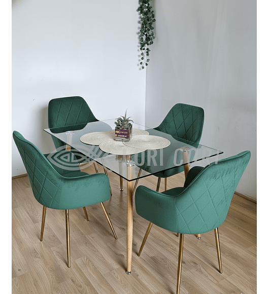 Comedor Rubi 120x80cms  + 4 Sitiales Diamante