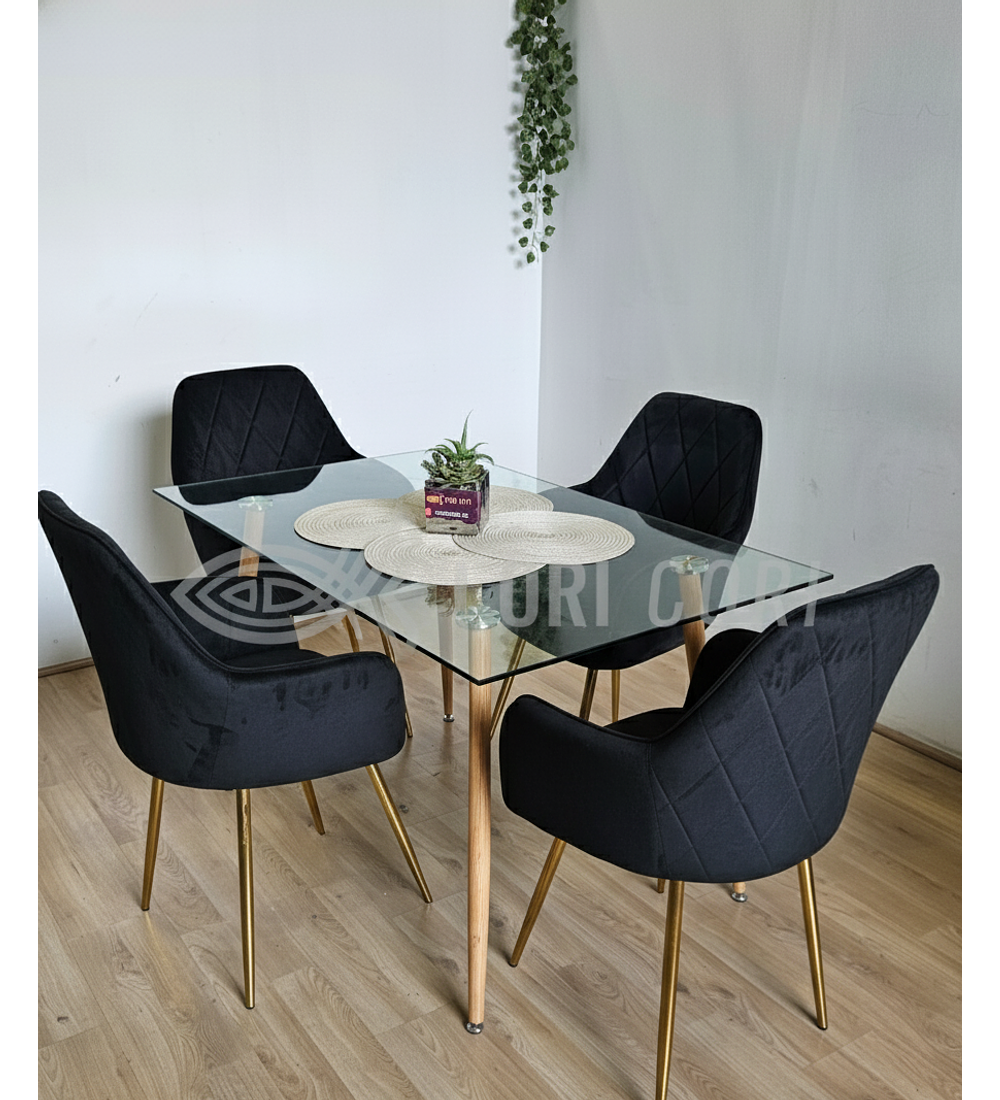 Comedor Rubi 120x80cms  + 4 Sitiales Diamante