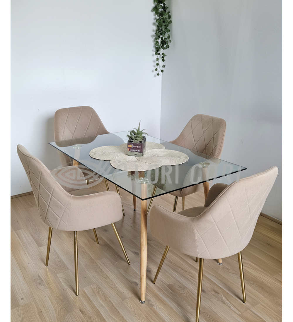 Comedor Rubi 120x80cms  + 4 Sitiales Diamante