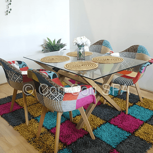 Comedor Medlock (120x80cm) + 4 Butacas Patchwork 