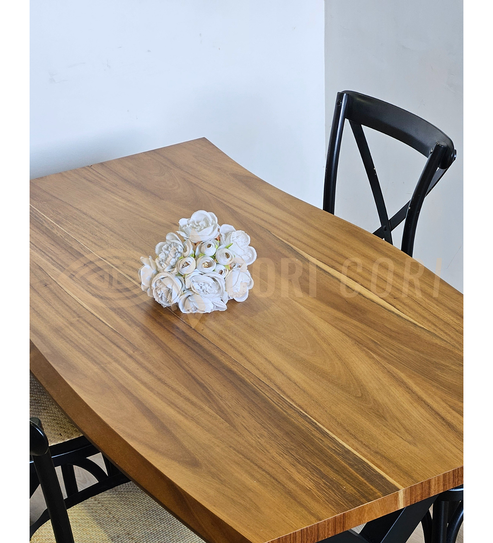Juego de Comedor Medlock Rústica 160x90 cm + 4 Sillas Crossback Madera