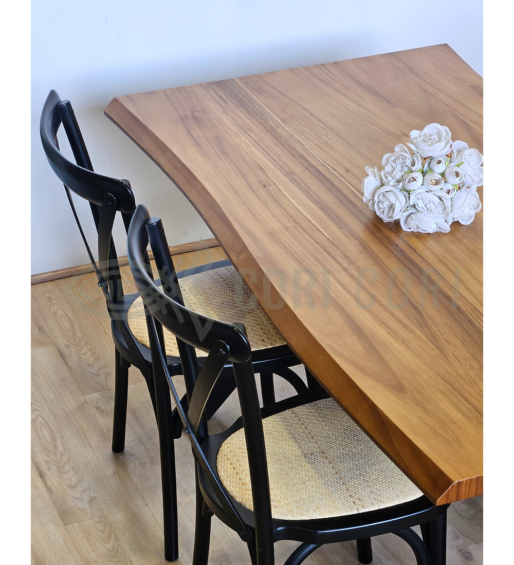 Juego de Comedor Medlock Rústica 160x90 cm + 4 Sillas Crossback Madera