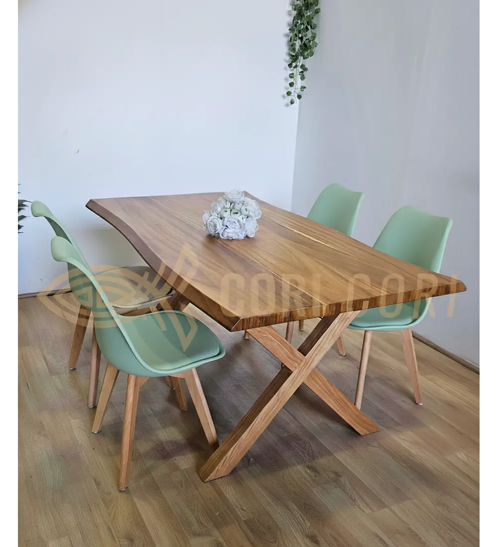 Juego de Comedor Medlock Rústica 160x90 cm + 4 Sillas Tulip