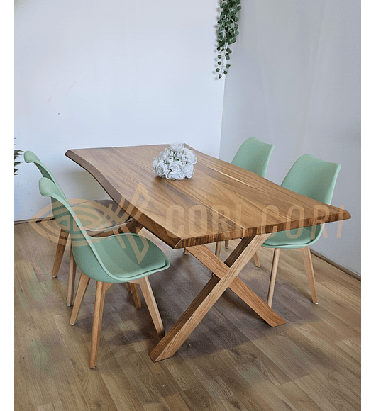 Juego de Comedor Medlock Rústica 160x90 cm + 4 Sillas Tulip