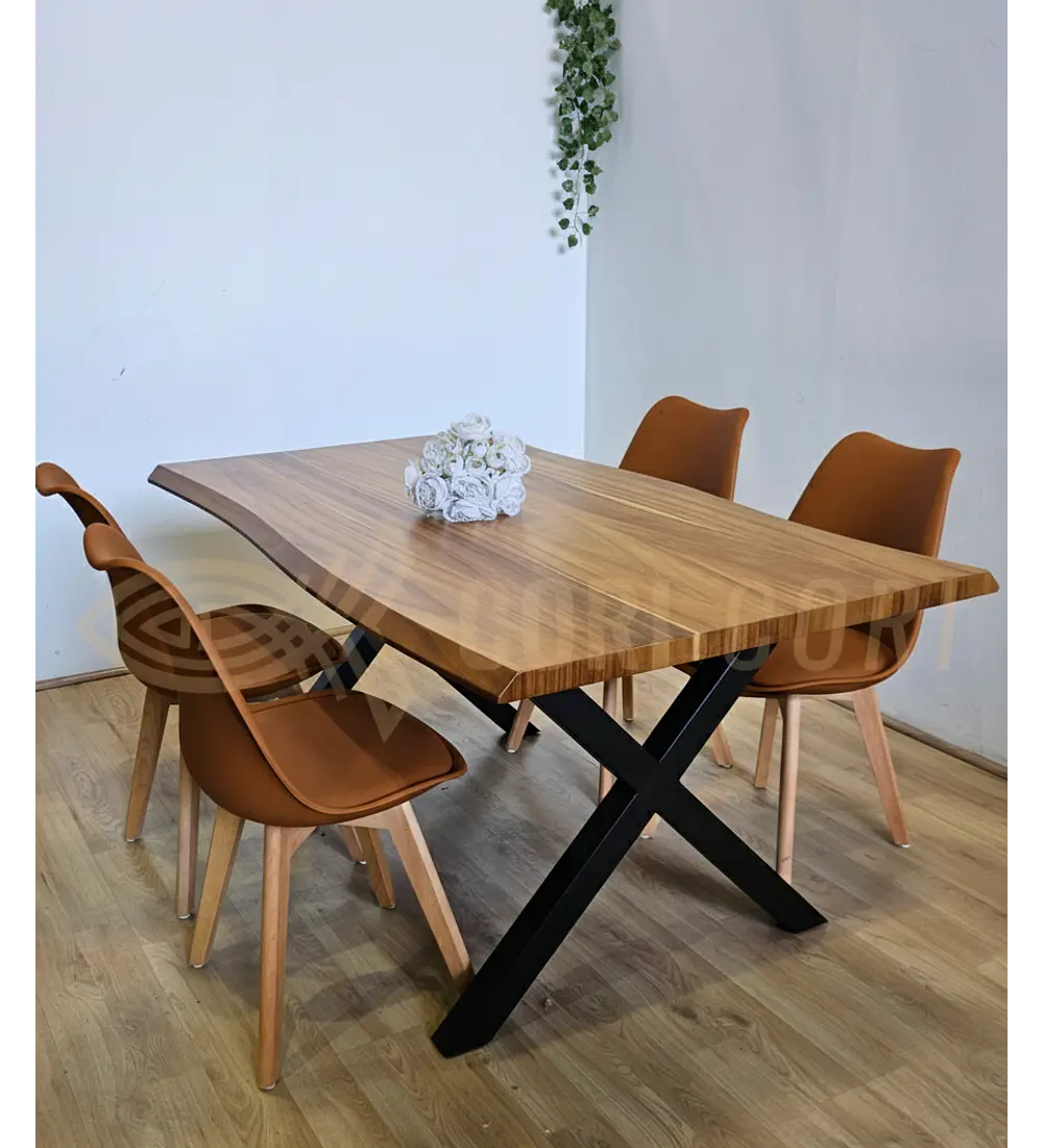Juego de Comedor Medlock Rústica 160x90 cm + 4 Sillas Tulip