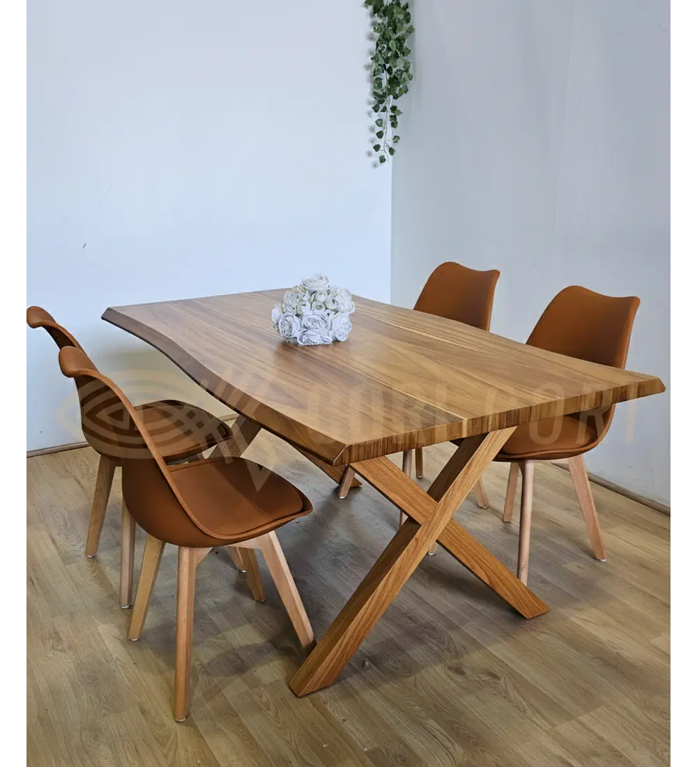 Juego de Comedor Medlock Rústica 160x90 cm + 4 Sillas Tulip