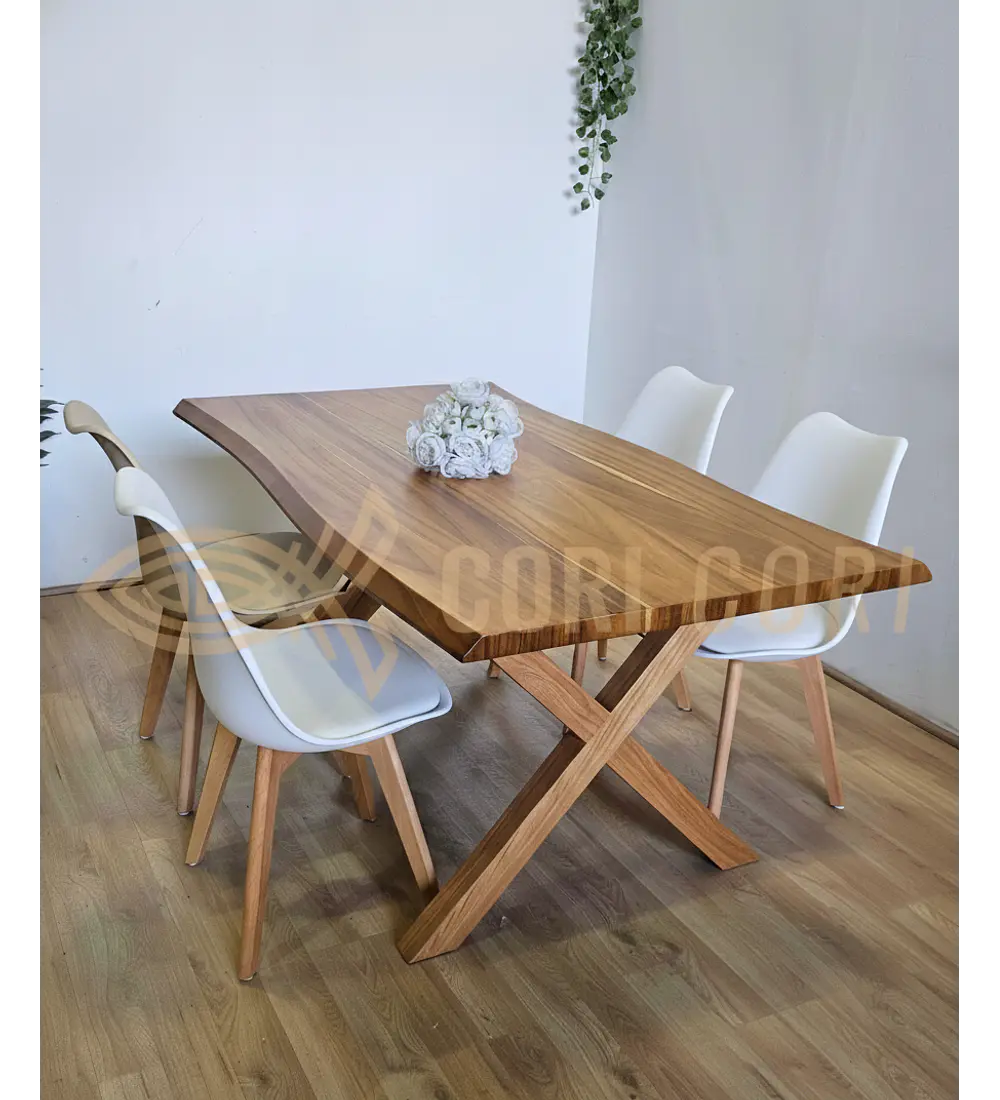 Juego de Comedor Medlock Rústica 160x90 cm + 4 Sillas Tulip