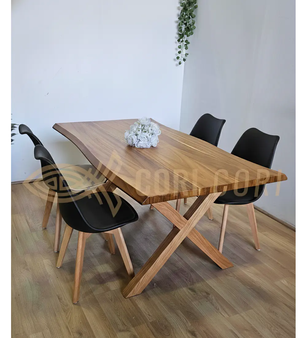 Juego de Comedor Medlock Rústica 160x90 cm + 4 Sillas Tulip