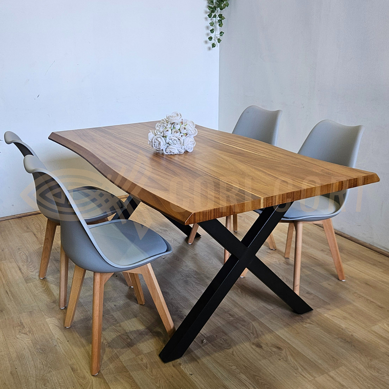 Juego de Comedor Medlock Rústica 160x90 cm + 4 Sillas Tulip 16