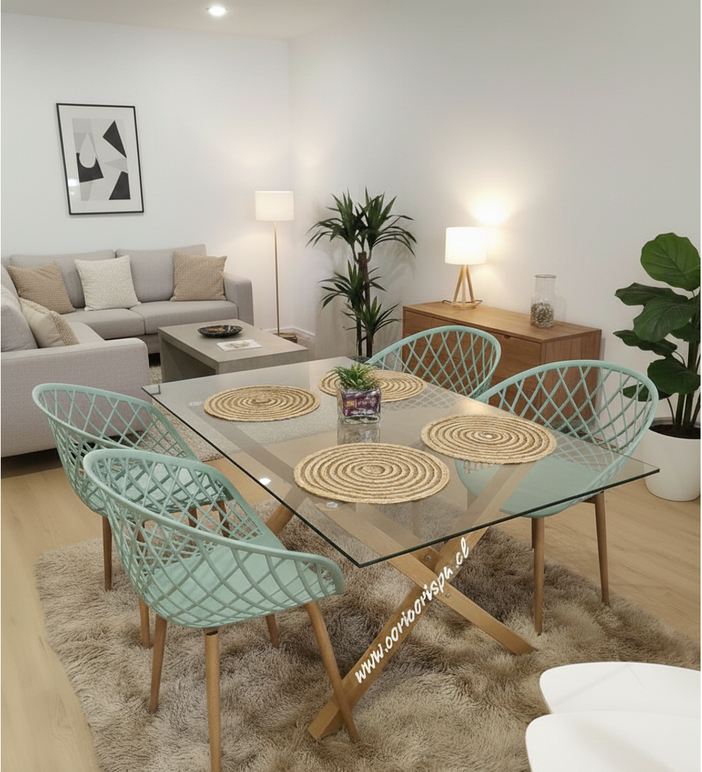 Comedor Medlock 140 x 90cm + 4 Butacas Mesh 