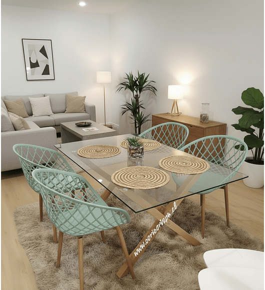 Comedor Medlock 140 x 90cm + 4 Butacas Mesh 