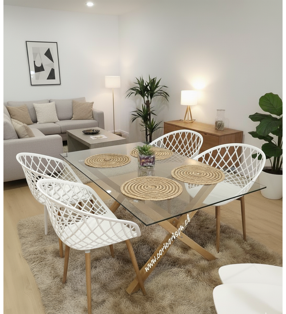 Comedor Medlock 140 x 90cm + 4 Butacas Mesh 